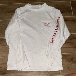 Vineyard Vines White and Red Logo Long Sleeve Shirt